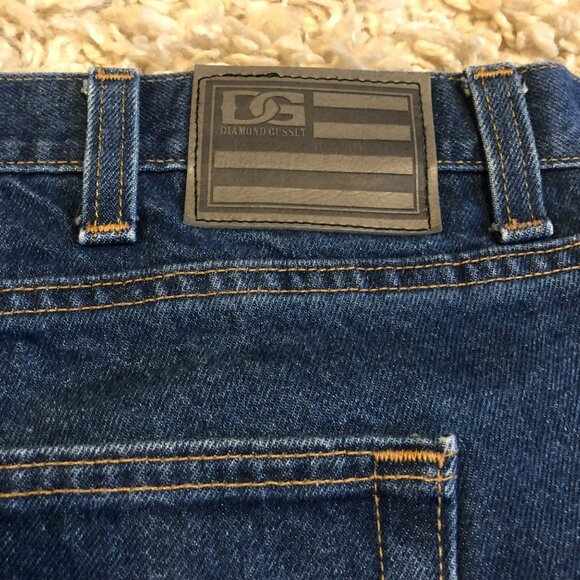 Diamond Gusset Cotton Blue Denim sz 42x29 Mens Jeans Button Fly Made in USA - Picture 7 of 11